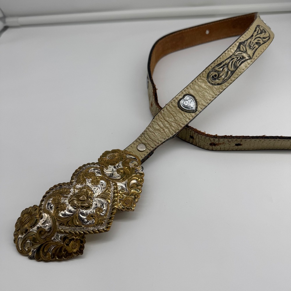 Vintage Crumrine "Double Heart" Western Belt 🤠✨